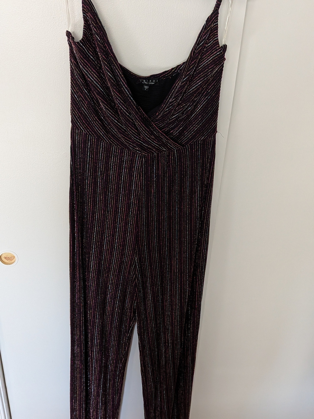 Trixxi Black Jumpsuit with Metallic Multi-Stripe